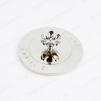 Luxury Silver Metal Candle Lids with Flower Handle Candle Topper