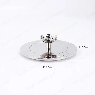 Luxury Silver Metal Candle Lids with Flower Handle Candle Topper