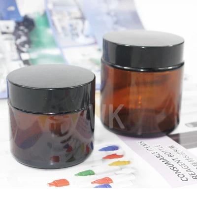 Empty 30ml 60ml100ml Amber Round Glass Candle Jar Container with Metal Lid Candle Glass Jar