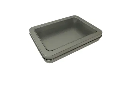 Rectangle Tin with Clear Pet Window Custom Tin Can Metal Tin Container Packaging Tin Box