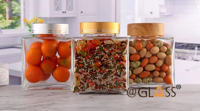 Wholesale Clear Glass Jars, Glass Containers with Metal Caps, Tin Lids,