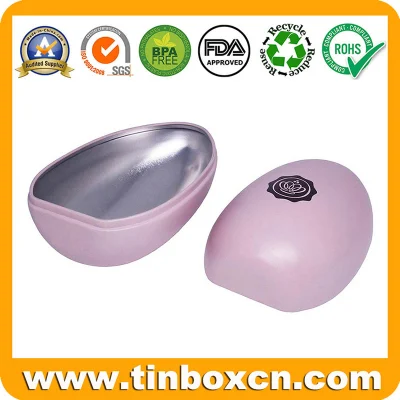 Food Grade Kids Cute Egg-Shape Chocolate Candy Tin Can Metal Egg Tin for Christmas Easter Gift Box