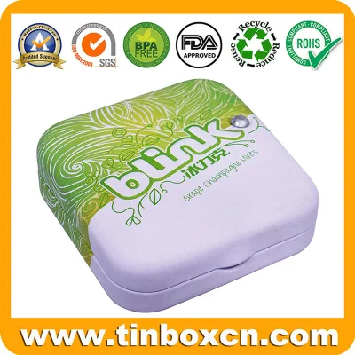 Mini Small Square Metal Box Candy Gum Sweets Mints Tin with Inserts