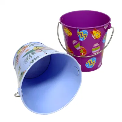 Mini Small Round Flower Bucket Candy Biscuit Tin Box Christmas Tin