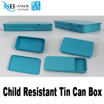 Tin Box Metal Tin Box Popular Hinged Lid Mint Metal Tin Packing Child Proof Child Resistant Box