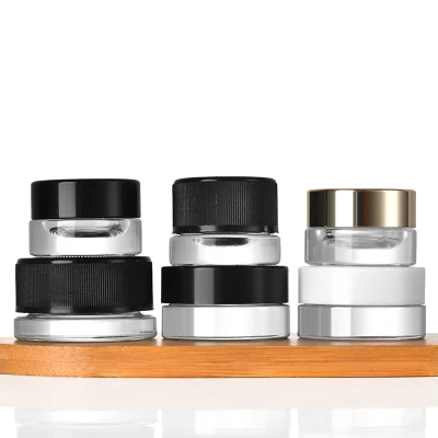 5ml 9ml White/Clear/Black Concentrate Square Glass Jar with Child Proof Plastic Square Cap