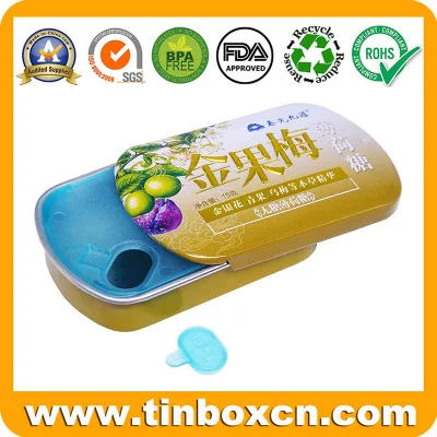 Sliding Metal Box Slide Top Mint Tin with Inserts for Candy Pill