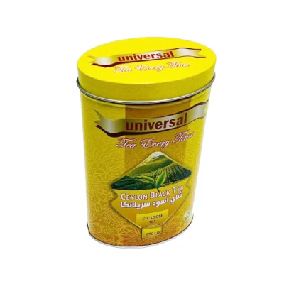 Factory Wholesale Tinplate Packaging Oval Shape Metal Box Container Black Tea Tin Can for Tea