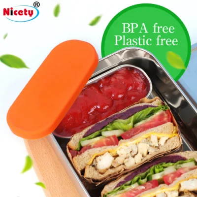 Tableware Dinner Ware Biodegradable Sauce Snack Food Packing Tin/Tiffin Box Silicone Lid Stainless Steel Small Food Container Box