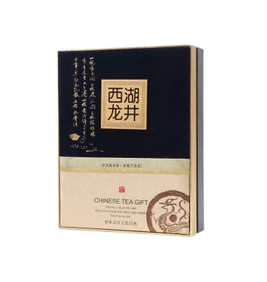 Gold Paper Clamshell Gift Box Tea Tin Packaging Box with Silks and Satins