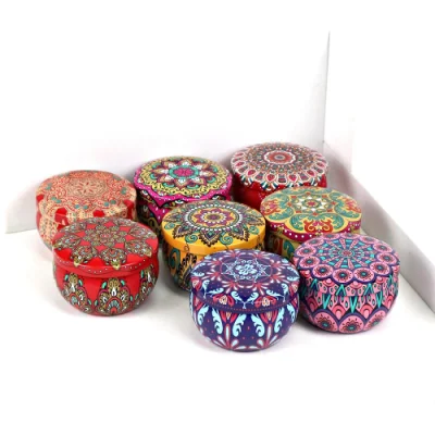 Custom Print Small Round Tin Box Luxury Soy Wax Metal Tin