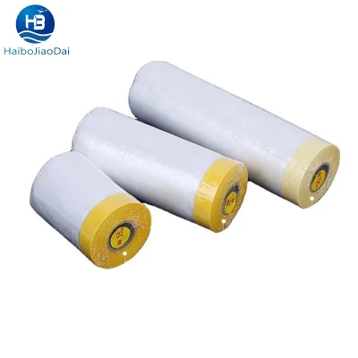 Good Quality Car Protection Usage Disposable Paint Masking Paper Plastic Masking Film Pre Taped Roll Film