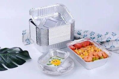  Aluminum Foil Containers Catering Food Packaging Disposable Tin Foil Tray Disposable Tin Foil Tray with Plastic Lid