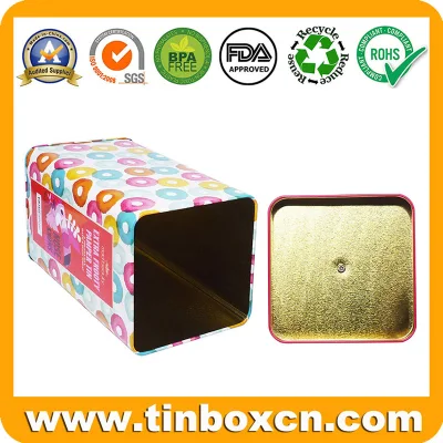 Customized Square Tin Metal Gift Packaging Box with Rivet Lid