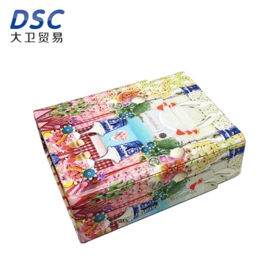 Floral Pattern Food Packaging Square Oblique Tin Box Tinplate Can