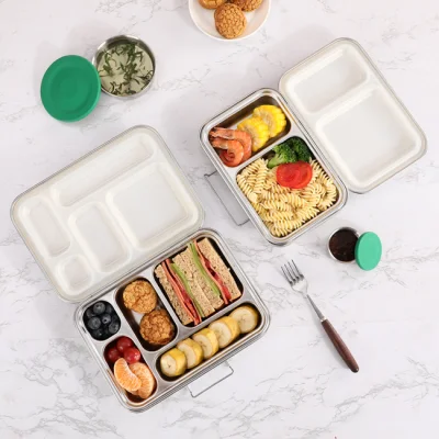 Aohea Stainless Steel Food Storage Container Small Bento Box Lunch Food Storage Box Round Metal Food Container