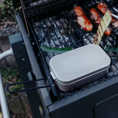 Japanese-Style Mini Outdoor Kitchen Camp Cooking Tool Aluminum Lunch Box Aluminum Mess Tin with Coating