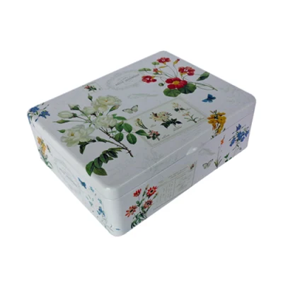Bulk Sale Tinplate Rectangle Boxes Custom Print Large Hinged Lid Metal Tin Box for Food Packaging