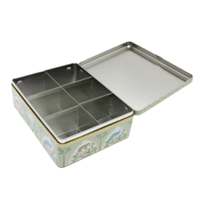 Bulk Sale Tinplate Rectangle Boxes Custom Print Large Hinged Lid Metal Tin Box for Food Packaging
