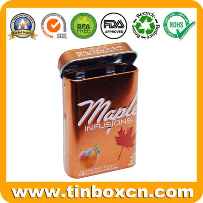 Rectangular Hinged Mint Tin Container, Metal Food Can, Gum Tin