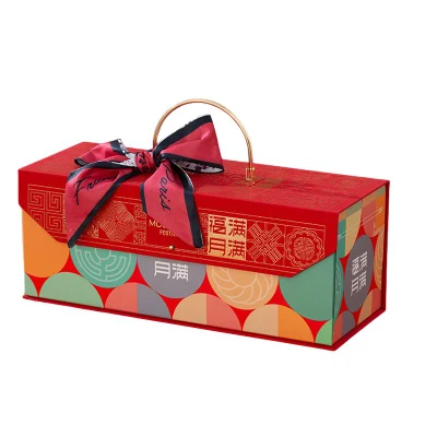 Bright and Colorful Moon Cake Box Metal Portable Gift Box with Exceptional Texture