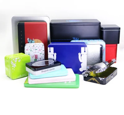Custom Cartoon Printed Metal Tin Storage Base and Lid Boxes