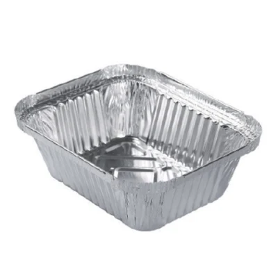 Rectangular 630ml Casserole Pasta Tin Foil Takeaway Box Golden High-End Sealable Aluminum Foil Meal Box with Lid