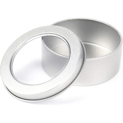Portable Mini Small Empty Silver Metal Tin Box with Hinged Lid