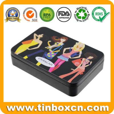 Empty Rectangle Cosmetic Box Metal Tin Container for Lip Balm Packaging