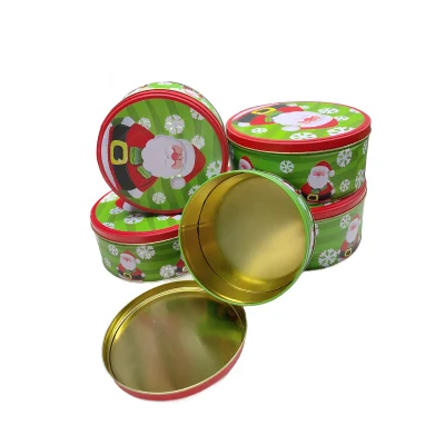 New Round Chocolate Tinplate Products Christmas Tin Box Metal Packaging
