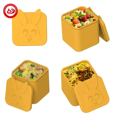 Bunny Cute Shape Microwavable Freezer Safe Silicone Food Snack Tin Vacuum Thermal Leak Proof Storage Boxes Lunch Bento for Kids