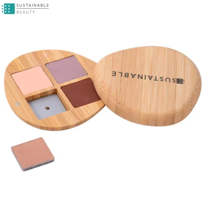 Custom Magnet Magnetic Compostable Recycling Eco Friendl Refillable Bamboo Cosmetic Makeup Make up Empty Eyeshadow Palette Packaging