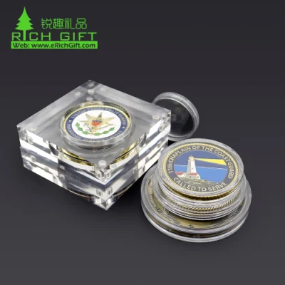 Square Coin Capsule Box Storage Military Coin Case Holder Wooden /Leather Velvet Packaging Coin Gift Boxes for Challenge Coins