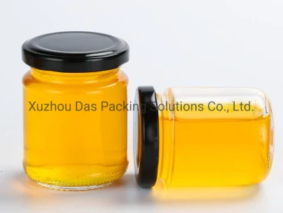 25ml 50ml 100ml 195ml 240ml 350ml 500ml Straight Sided Kitchen Food Storage Glass Honey Jam Jar Container with Metal Lids