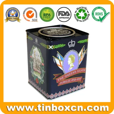 New Custom Metal Sqaure Airtight Tea Tin Box for Storage