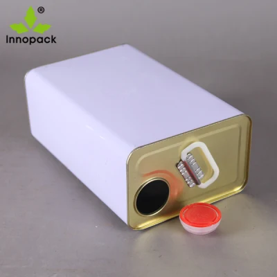 Food Grade 3L Metal Tin Container with Plastic Cap and Handle Wholesale