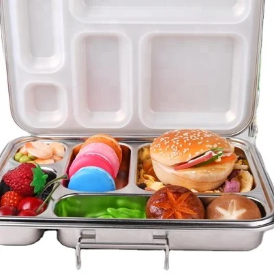 Oumego Hot Sale 2 5 Compart Stainless Steel Metal Tin Outdoor School Office Kids Children Reusable Insulated Bento Lunch Box