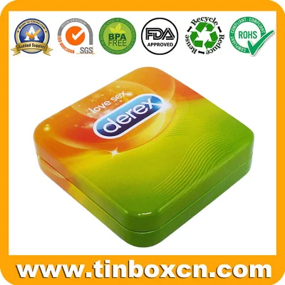 Metal Candy Mint Food Gift Packaging Hinged Square Metal Tin Box
