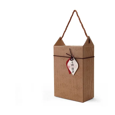Creative Small Kraft Paper Tea Gift Box Coffee Tin Tea Tin Candies Dessert Cardboard Packaging Box with Handles