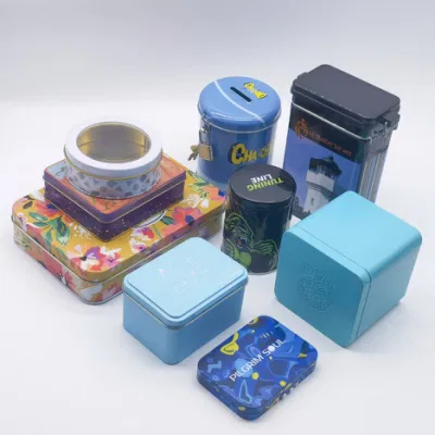 Factory Small MOQ Custom Round Square Slide Gift Lunch Mint Chocolate Biscuit Cookie Coffee Tea Candle Packaging Container Metal Tin Can Tin Box