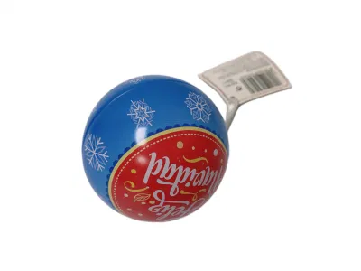 Hot Sale Food Grade Tin Ball Christmas Tin Can Gift Tin Case with Ribbon Packaging Tin Box