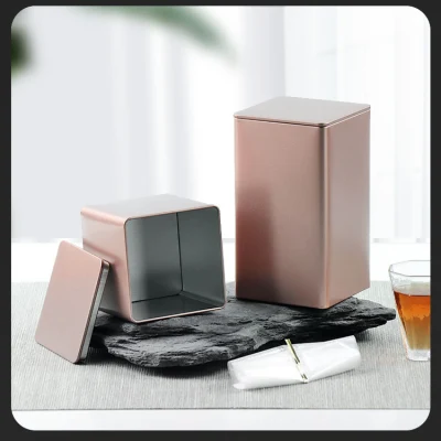 Wholesale Square White Black Tin Can Packaging for Loose Tea Metal Box Tea Tins