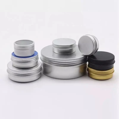 2oz 4 Oz Sliver Cosmetic Cream Lip Balm Candle Metal Can Jar Aluminum Tins for Scented Candle Spices Candy Gifts with Lids