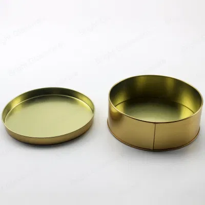 Food Grade Gold Round Metal Tin Plate Box for Tea/ Snacks Gift Packaging Box