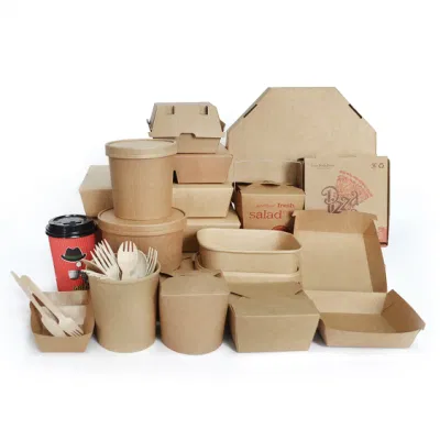 Disposable Takeaway Biodegradable Printed Paper Box Fast Food Packaging