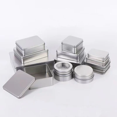 Hotsale Custom Golden Coffee Cookie Tea Metal Canister Box Tins Cans Packing Silver Metal Tin Box