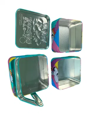 Factory Price Square Shape Metal Biscuit Tin Christmas Gift Tin Box Cookies Tin with Press Lid Packaging Tin Box