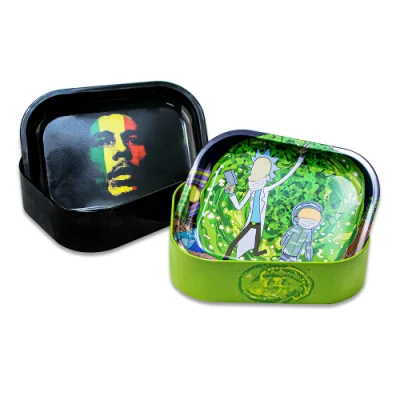 New 18*14cm Rolling Tray Storage Container Custom Logo Tin Metal Stash Box