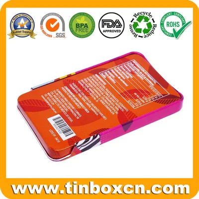 Metal Sliding Metal Mint Tin Box with Slide Top for Candy Sweets