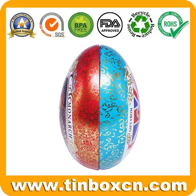 Decorative Easter Egg-Shaped Metal Gift Box Christmas Egg Tin for Chocolate Candy